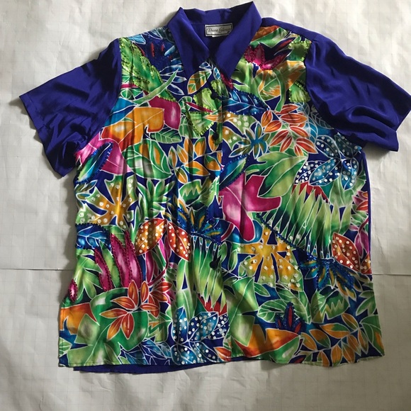 Diane Gilman Silk & Sequin Shirt. - Picture 2 of 5